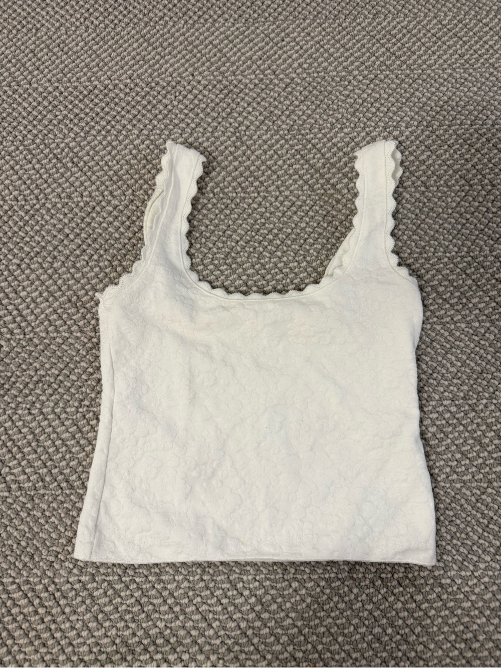 Zara White Scalloped Tank Top